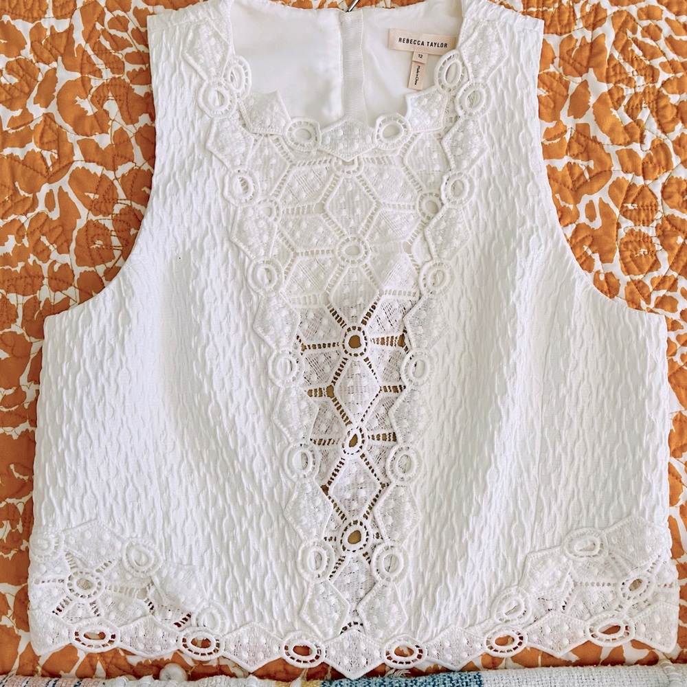 Rebecca Taylor size 12 Sleeveless Crop Top Style Boho Blouse